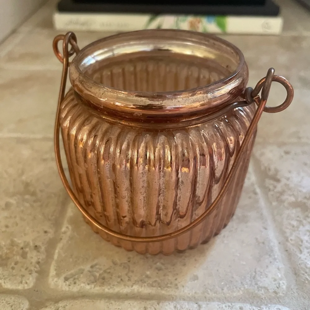 Mini Mercury Glass Hanging Votive Candleholders Copper Set of 3
